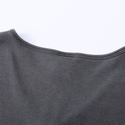 Long-Sleeve Ribbed Henley Top 275gsm