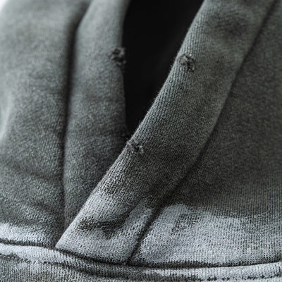 Distressed Edge Painted Graphic Washed Hoodie