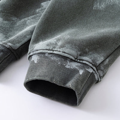 Distressed Edge Painted Graphic Washed Hoodie