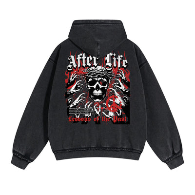 Skull Graphic Acid Wash Hoodie
