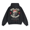 Skull Graphic Acid Wash Hoodie