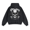Skull Graphic Acid Wash Hoodie