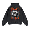 Skull Graphic Acid Wash Hoodie
