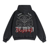 Skull Graphic Acid Wash Hoodie
