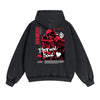 Skull Graphic Double Slider Zip Washed Hoodie