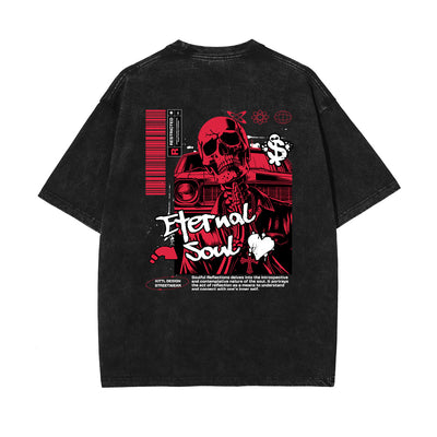 Heavyweight Washed Skull Graphic Tee-INNBLAC