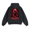 Skull Graphic Double Slider Zip Washed Hoodie