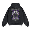 Skull Graphic Double Slider Zip Washed Hoodie