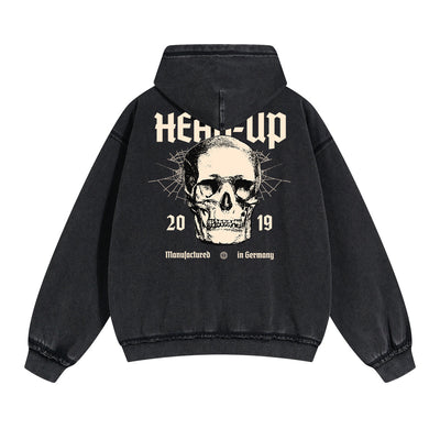 Skull Graphic Washed Boyfriend Hoodie