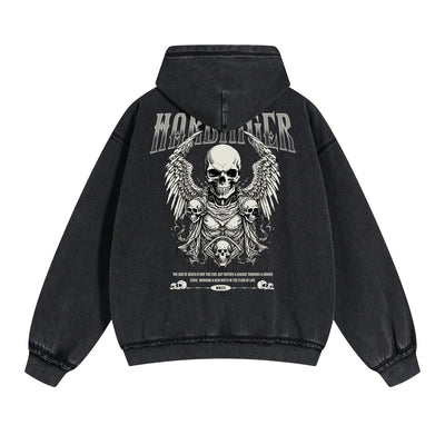 Skull Graphic Washed Boyfriend Hoodie