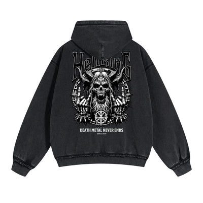 Skull Graphic Washed Boyfriend Hoodie