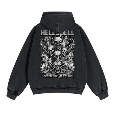 Skull Graphic Washed Boyfriend Hoodie