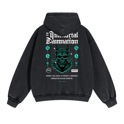 Skull Graphic Washed Boyfriend Hoodie