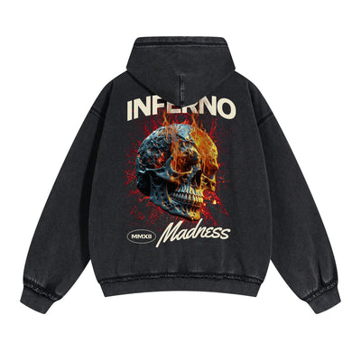 Skull Graphic Washed Boyfriend Hoodie
