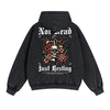 Skull Graphic Washed Boyfriend Hoodie