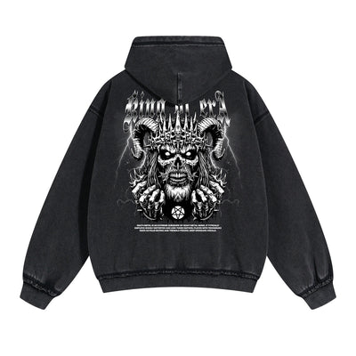 Skull Graphic Washed Boyfriend Hoodie