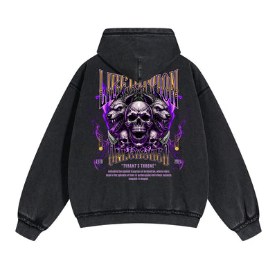 Skull Graphic Washed Boyfriend Hoodie