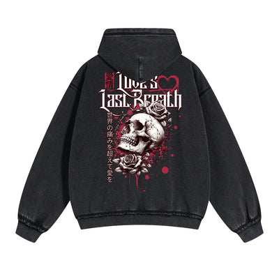 Skull Graphic Washed Boyfriend Hoodie