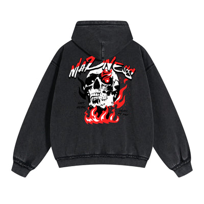 Skull Graphic Washed Boyfriend Hoodie