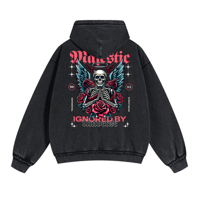 Skull Artwork Graphic Faded Hoodie