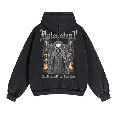 Skull Artwork Graphic Faded Hoodie
