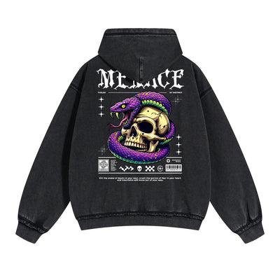 Skull Artwork Graphic Faded Hoodie