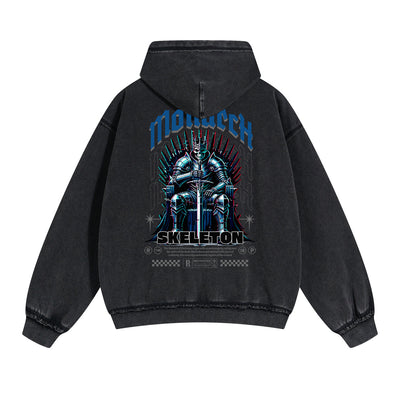 Skull Artwork Graphic Faded Hoodie