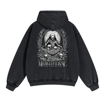 Skull Artwork Graphic Faded Hoodie