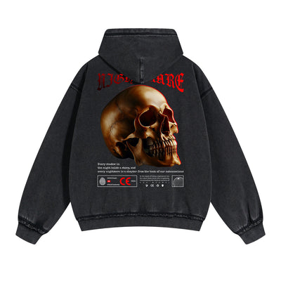 Skull Artwork Graphic Faded Hoodie