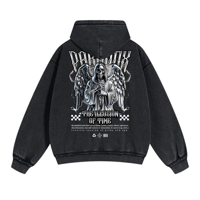 Skull Artwork Graphic Faded Hoodie