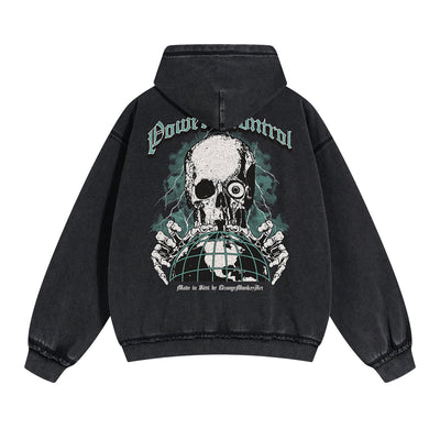 Skull Artwork Graphic Faded Hoodie