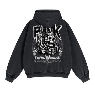 Punk Skull Graphic Zipper Hoodie