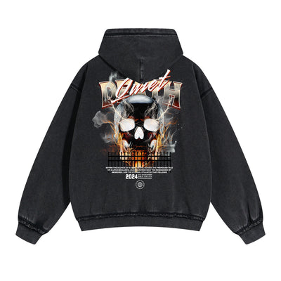 Punk Skull Graphic Zipper Hoodie