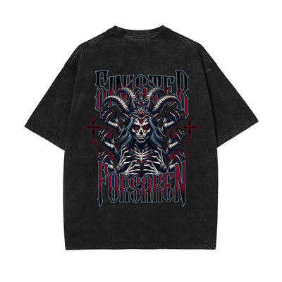 Punk Skull Graphic Washed Tee-INNBLAC