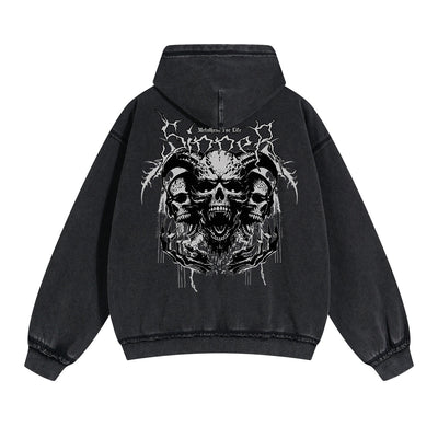 Punk Skull Graphic Zipper Hoodie