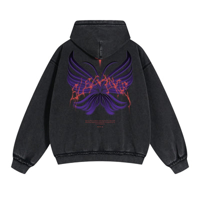 Gothic Butterfly Back Print Hoodie-INNBLAC