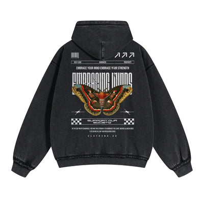Gothic Butterfly Back Print Hoodie-INNBLAC