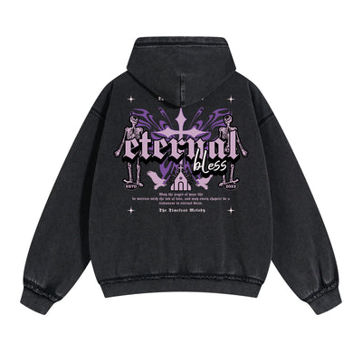 Gothic Butterfly Back Print Hoodie-INNBLAC