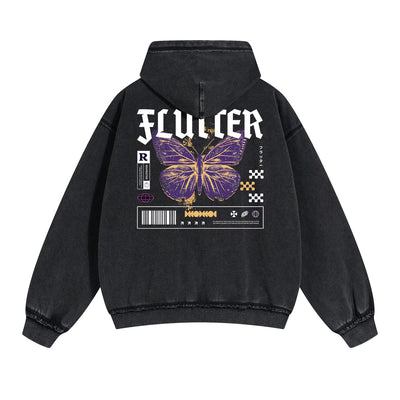 Gothic Butterfly Back Print Hoodie-INNBLAC