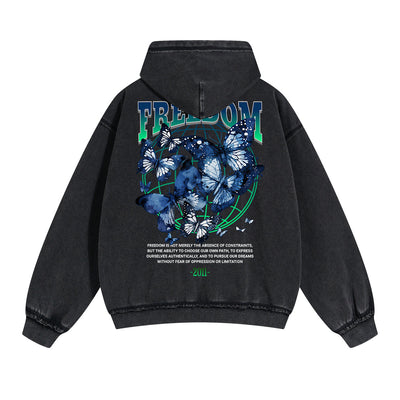 Gothic Butterfly Back Print Hoodie-INNBLAC