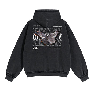 Gothic Butterfly Back Print Hoodie-INNBLAC