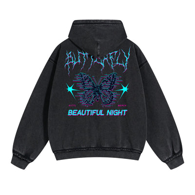 Gothic Butterfly Back Print Hoodie-INNBLAC