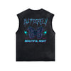 Gothic Butterfly Back Print Sleeveless Tee-INNBLAC Fashion Apparel