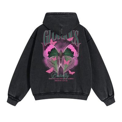 Gothic Butterfly Back Print Hoodie-INNBLAC