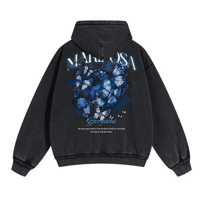 Gothic Butterfly Back Print Hoodie-INNBLAC