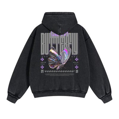 Gothic Butterfly Back Print Hoodie-INNBLAC