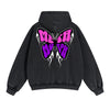 Gothic Butterfly Back Print Hoodie-INNBLAC
