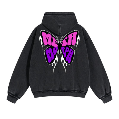 Gothic Butterfly Back Print Hoodie-INNBLAC