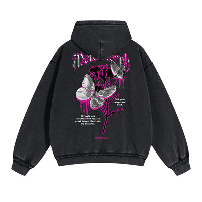 Gothic Butterfly Back Print Hoodie-INNBLAC