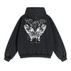 Butterfly Graphic Double Slider Zip Hoodie-INNBLAC